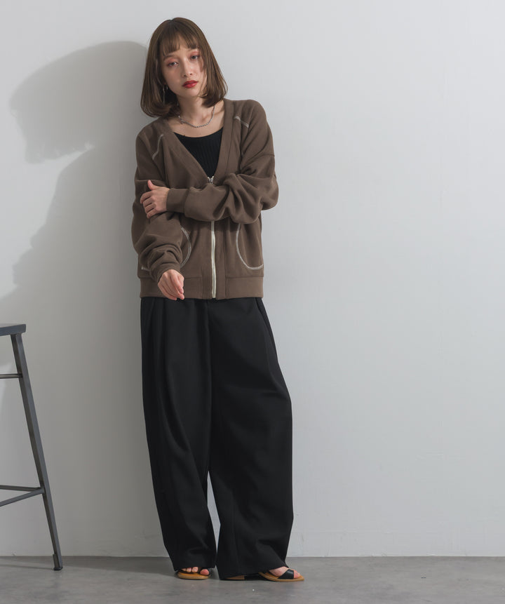 アクセントステッチZIPカーディガン