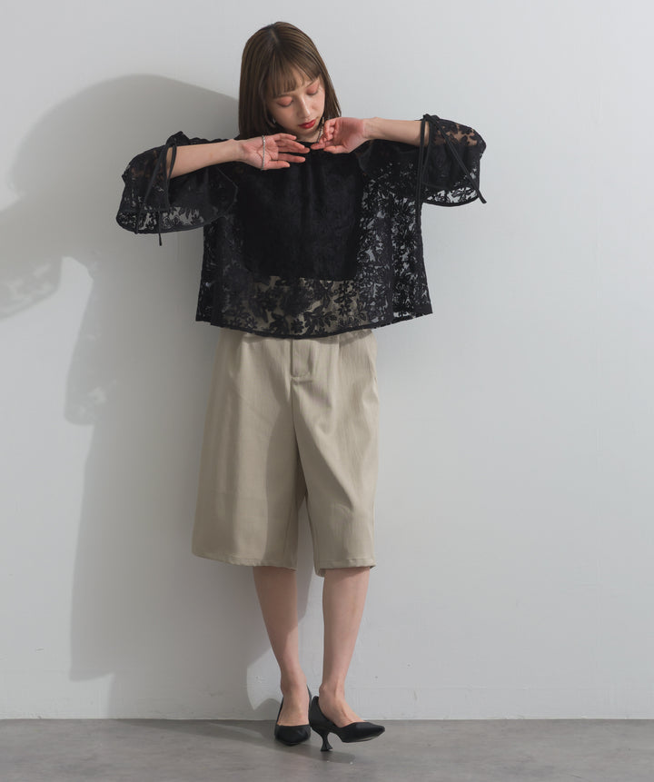 タックワイドハーフパンツ