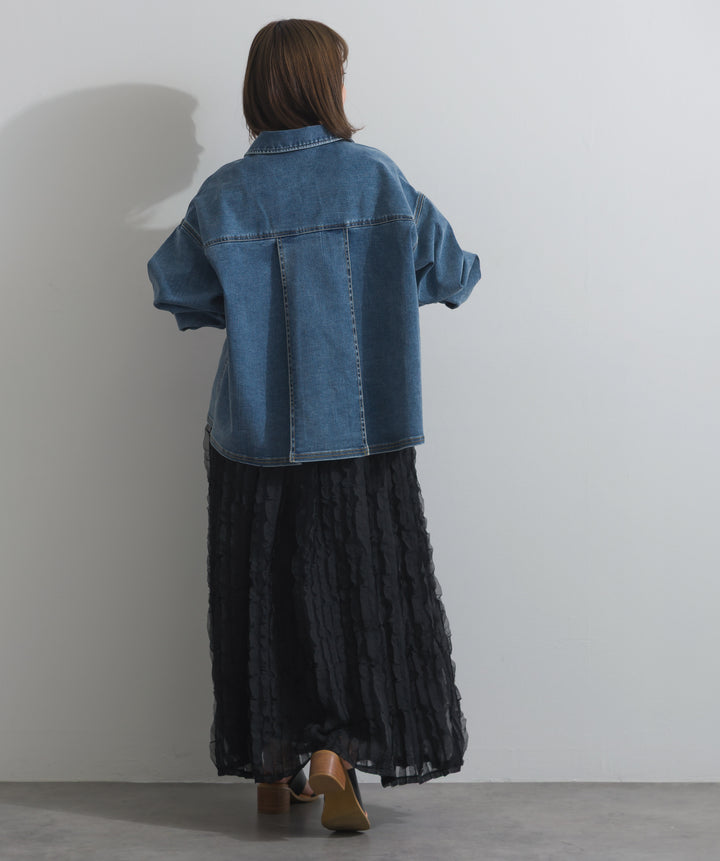 リブスリーブデニムジャケット