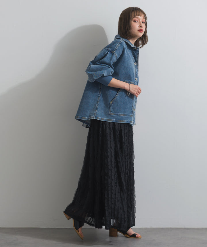 リブスリーブデニムジャケット