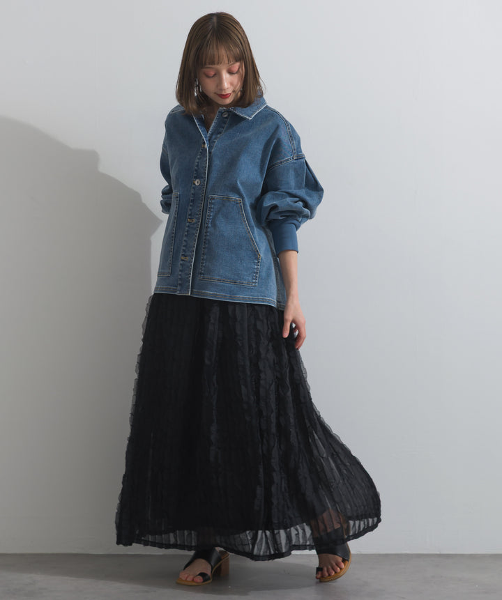 リブスリーブデニムジャケット