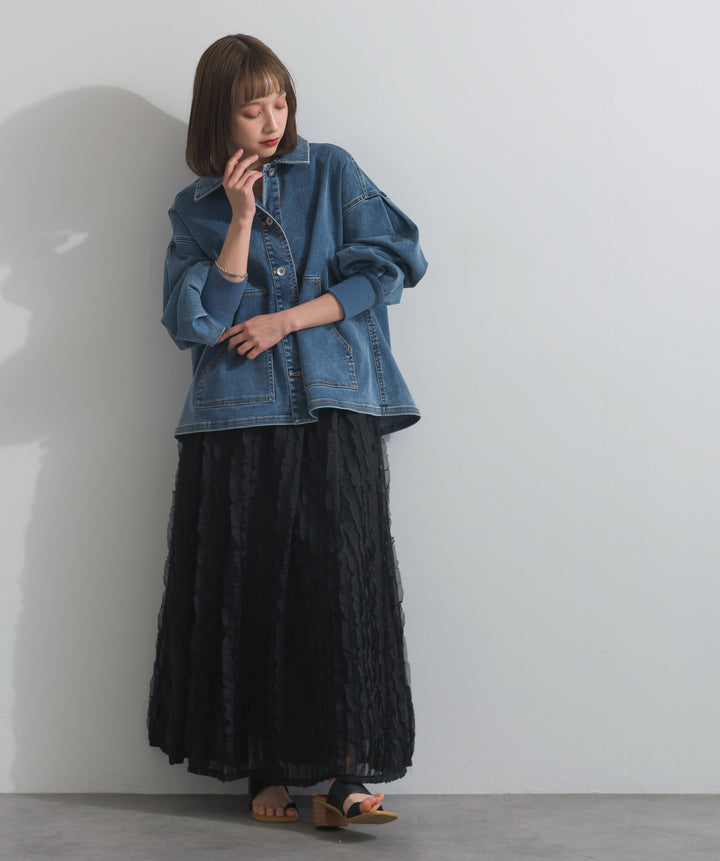 リブスリーブデニムジャケット