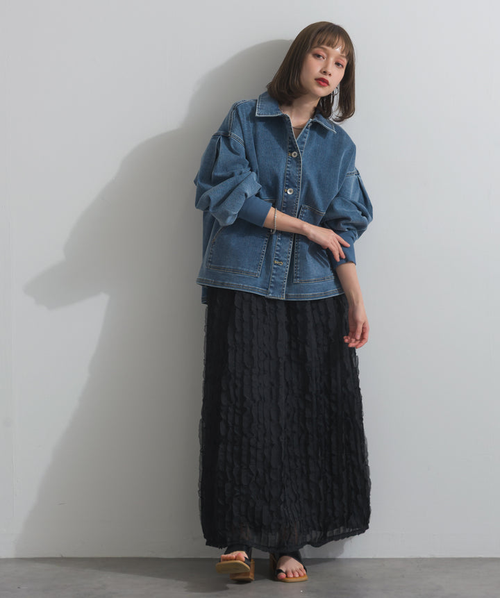 リブスリーブデニムジャケット