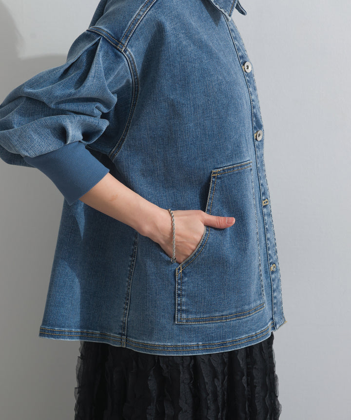 リブスリーブデニムジャケット
