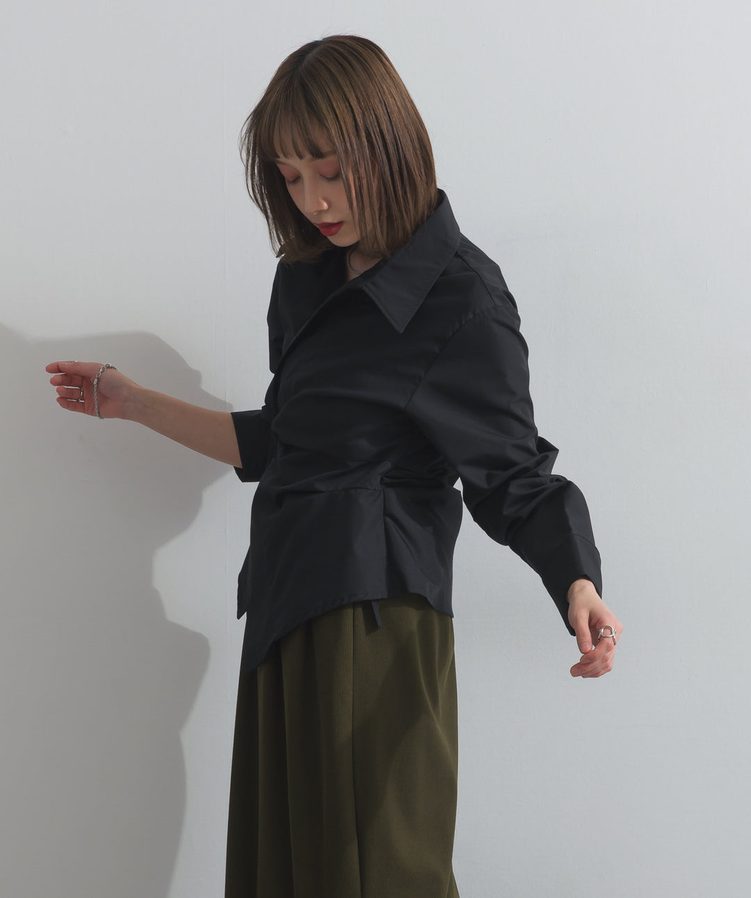 ブロードウエストタッククロスシャツ