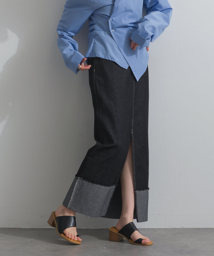 ロールアップデザインデニムスカート