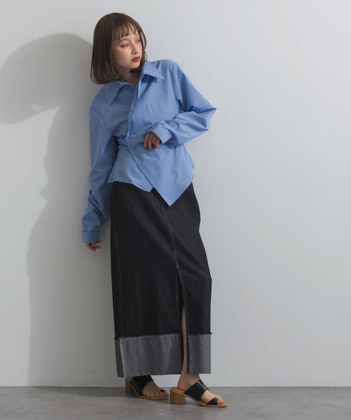 ロールアップデザインデニムスカート