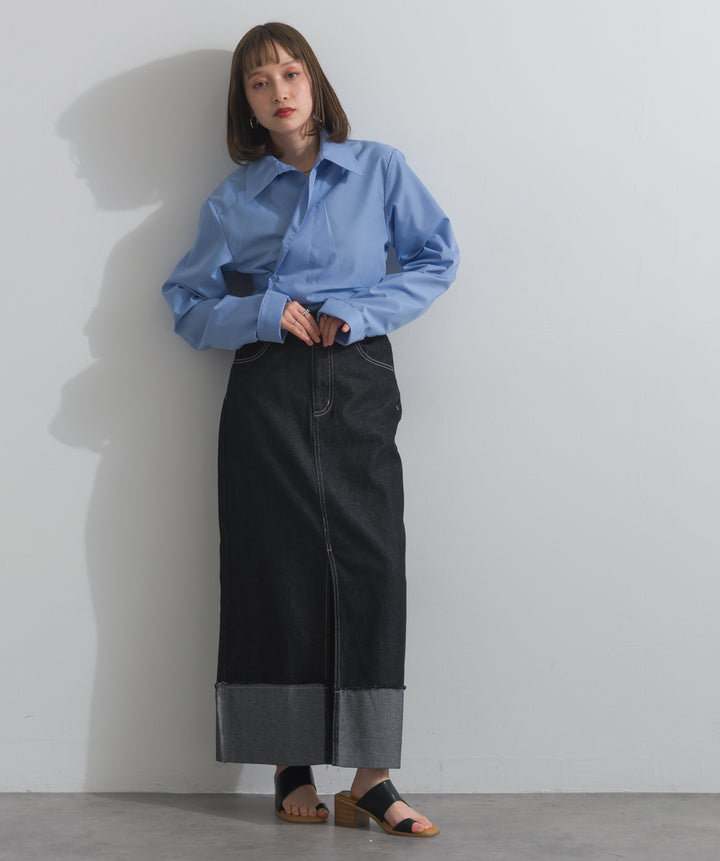 ロールアップデザインデニムスカート