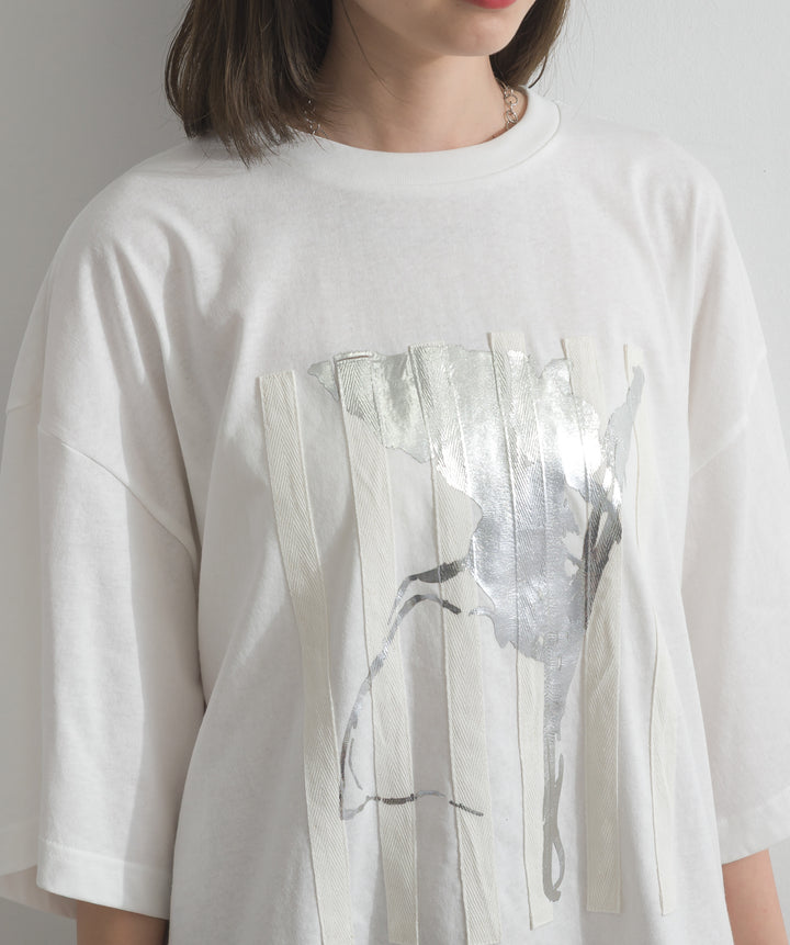 ニュアンス箔プリントTシャツ