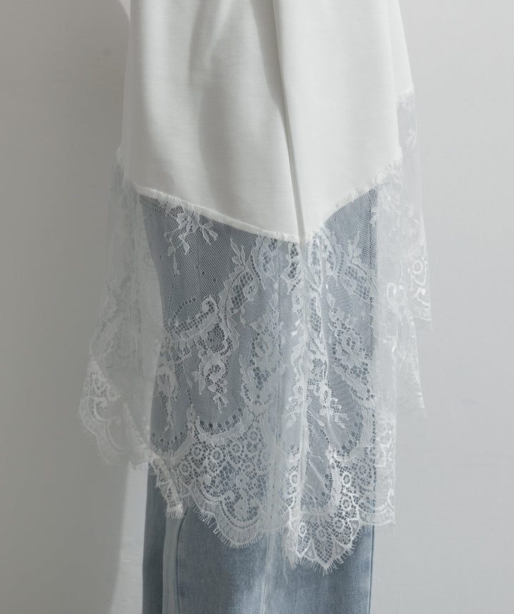 レースヘムレイヤードノースリーブトップス