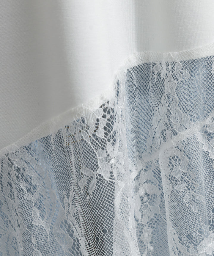 レースヘムレイヤードノースリーブトップス