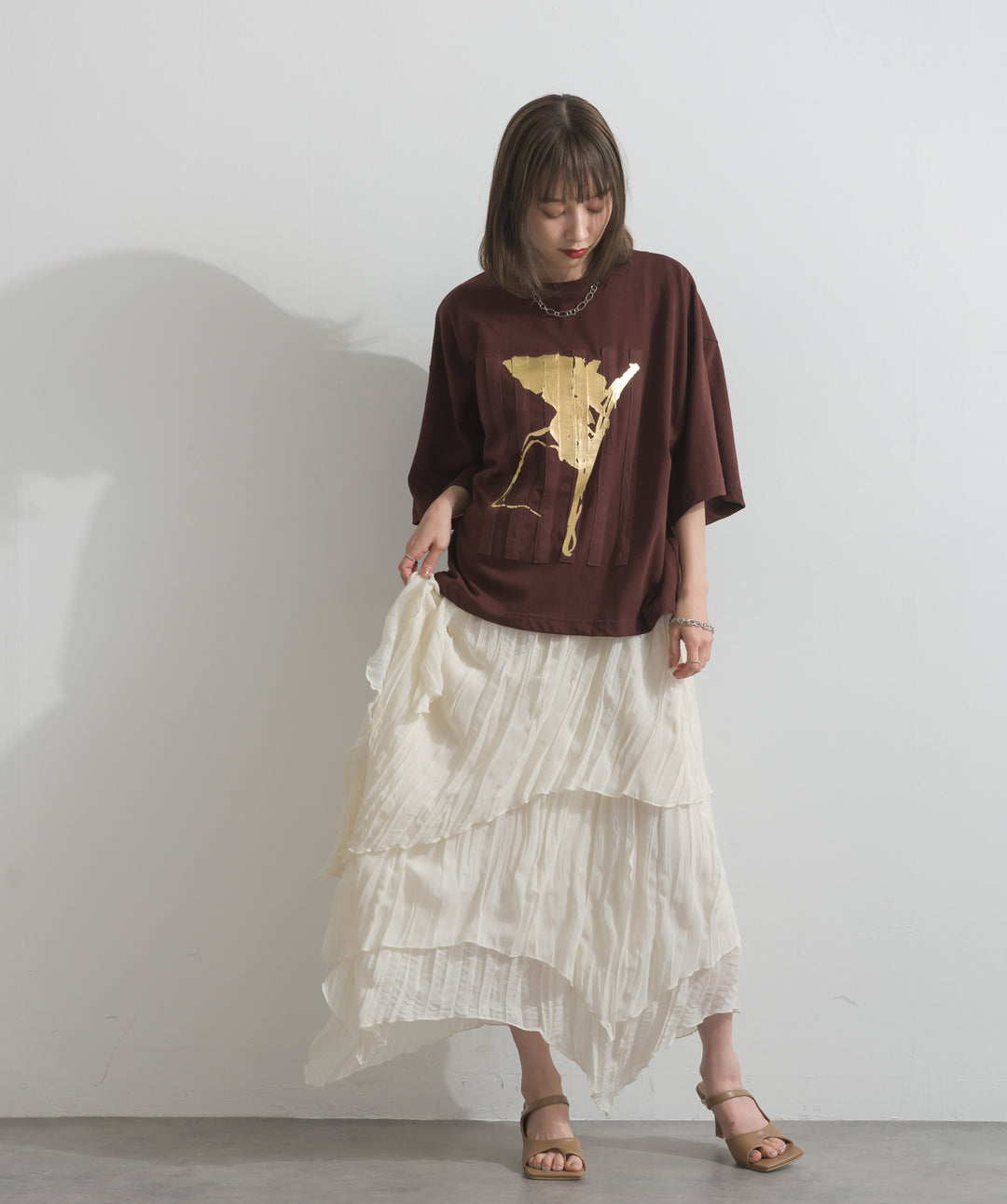 ニュアンス箔プリントTシャツ