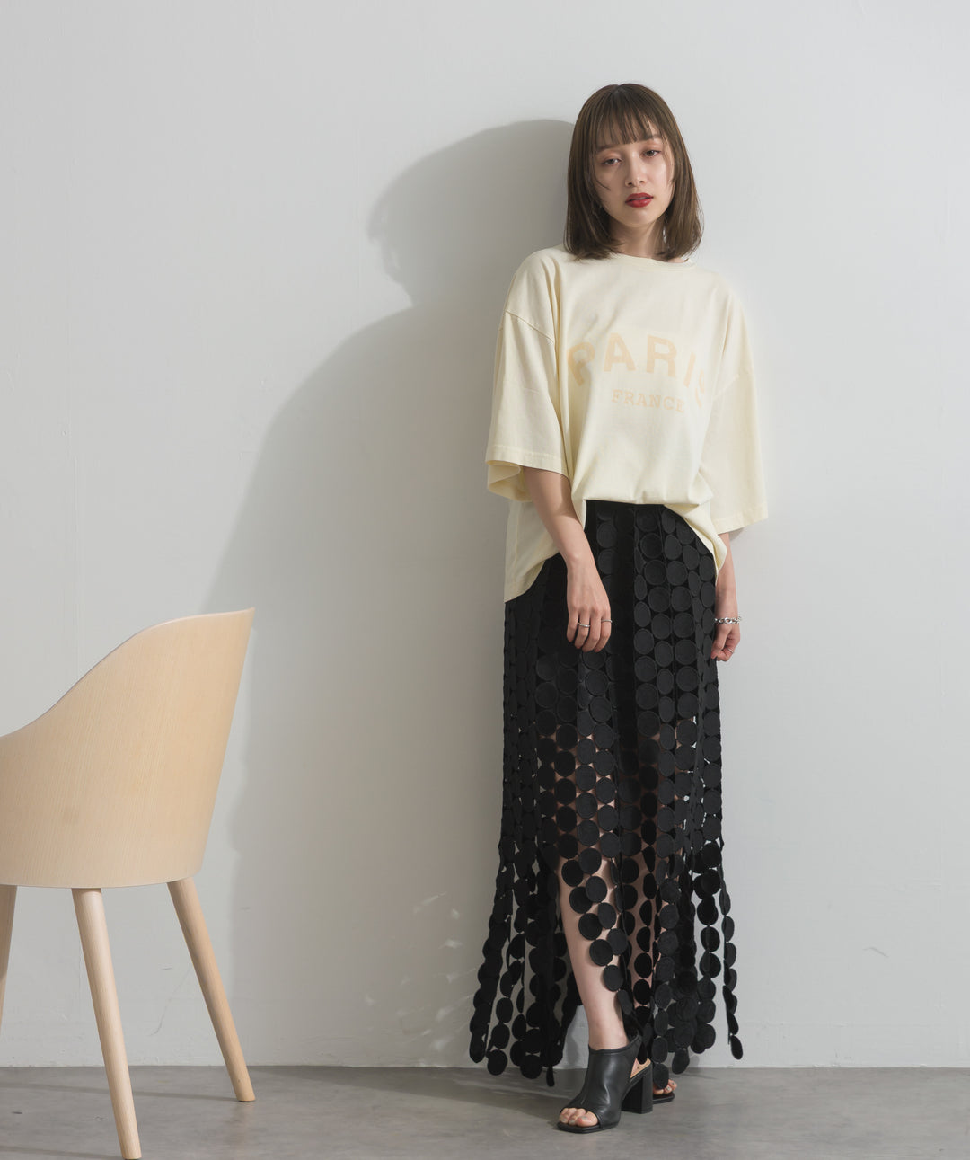 サークルモチーフシアーロングスカート