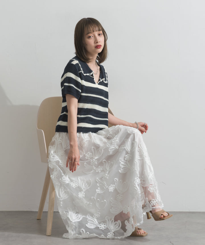 フラワーレースシアーロングスカート