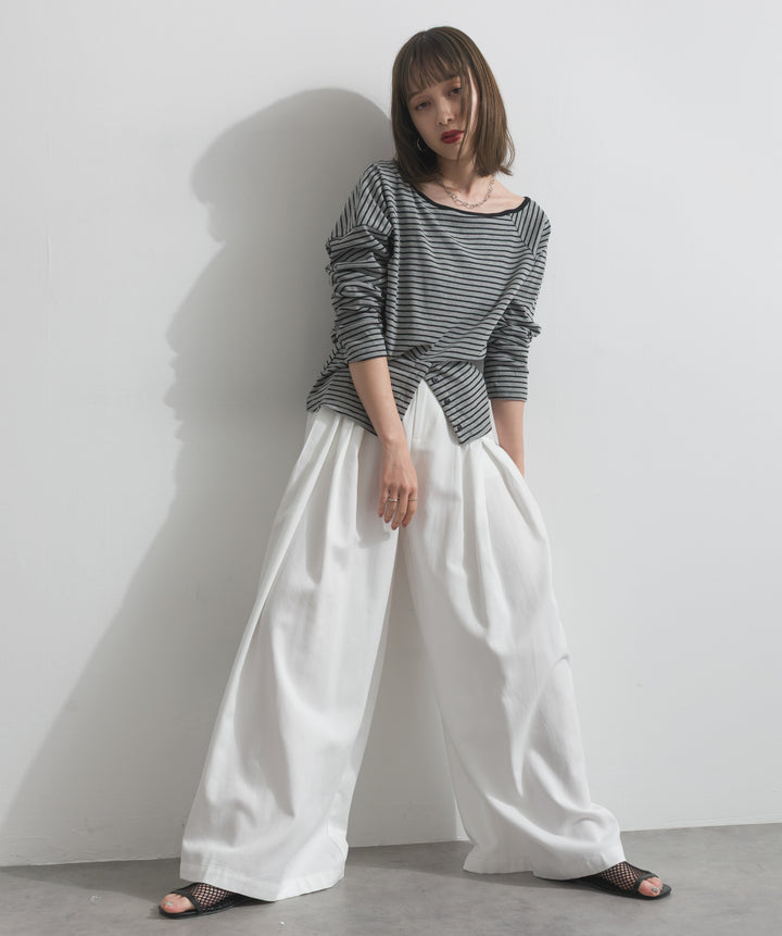 オフショルダーボーダートップス