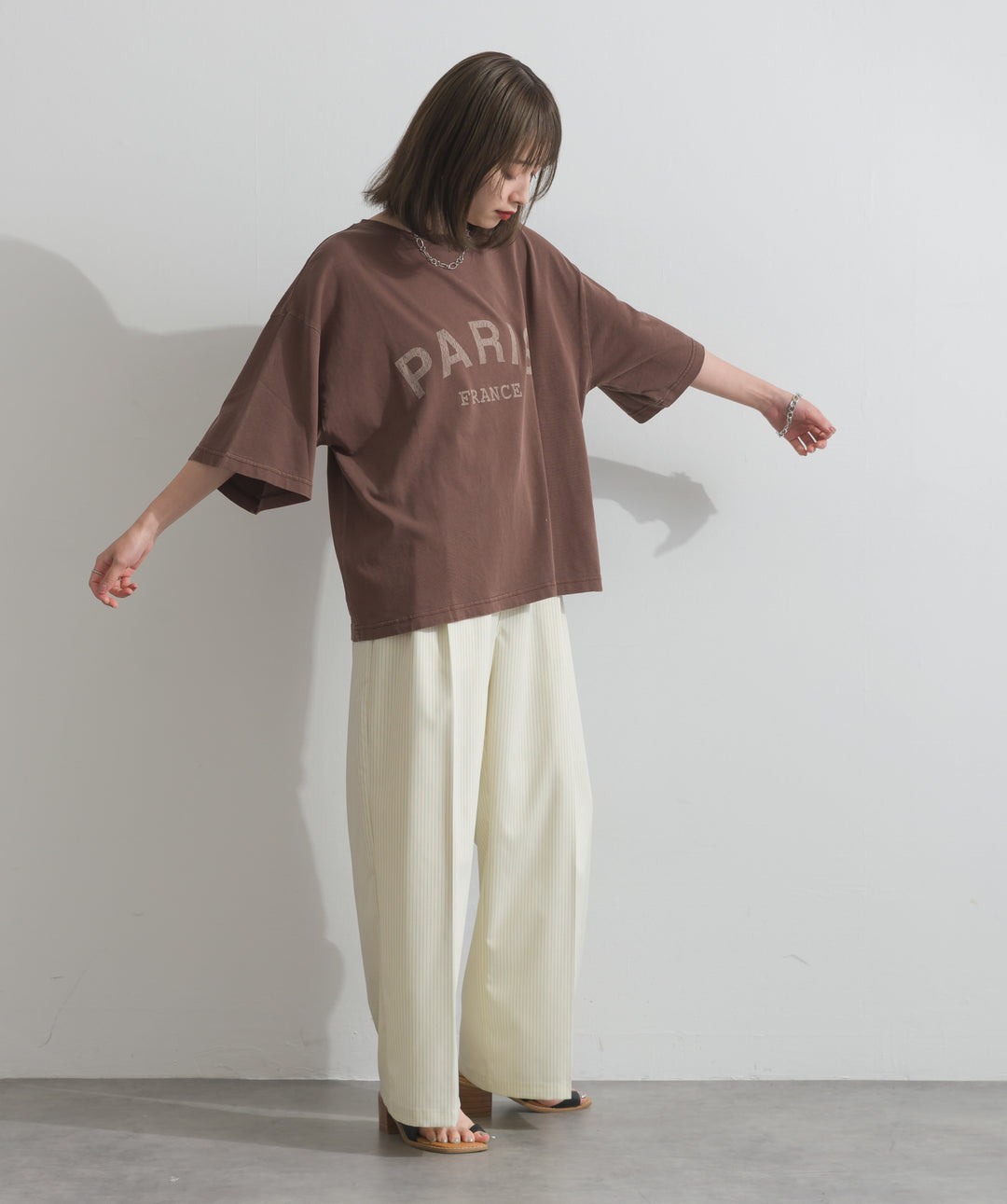 ピンストライプダブルウエストツータックパンツ