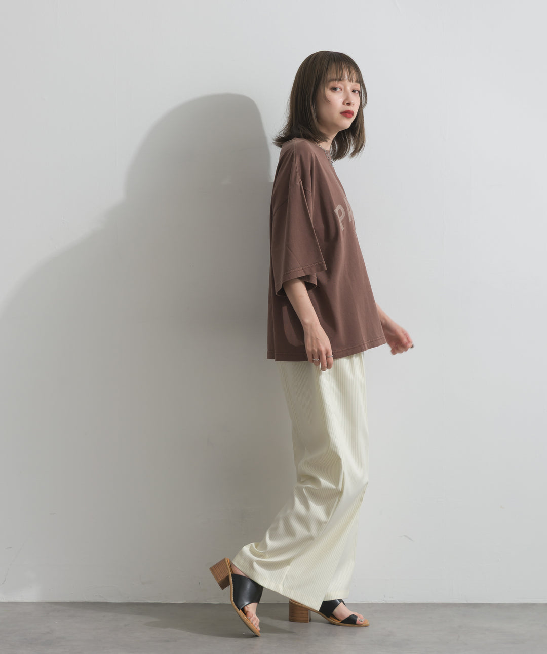 ピンストライプダブルウエストツータックパンツ