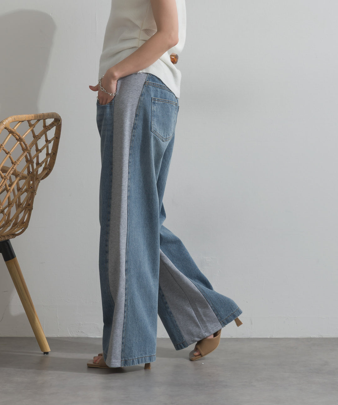 サイドスウェットドッキングデニム