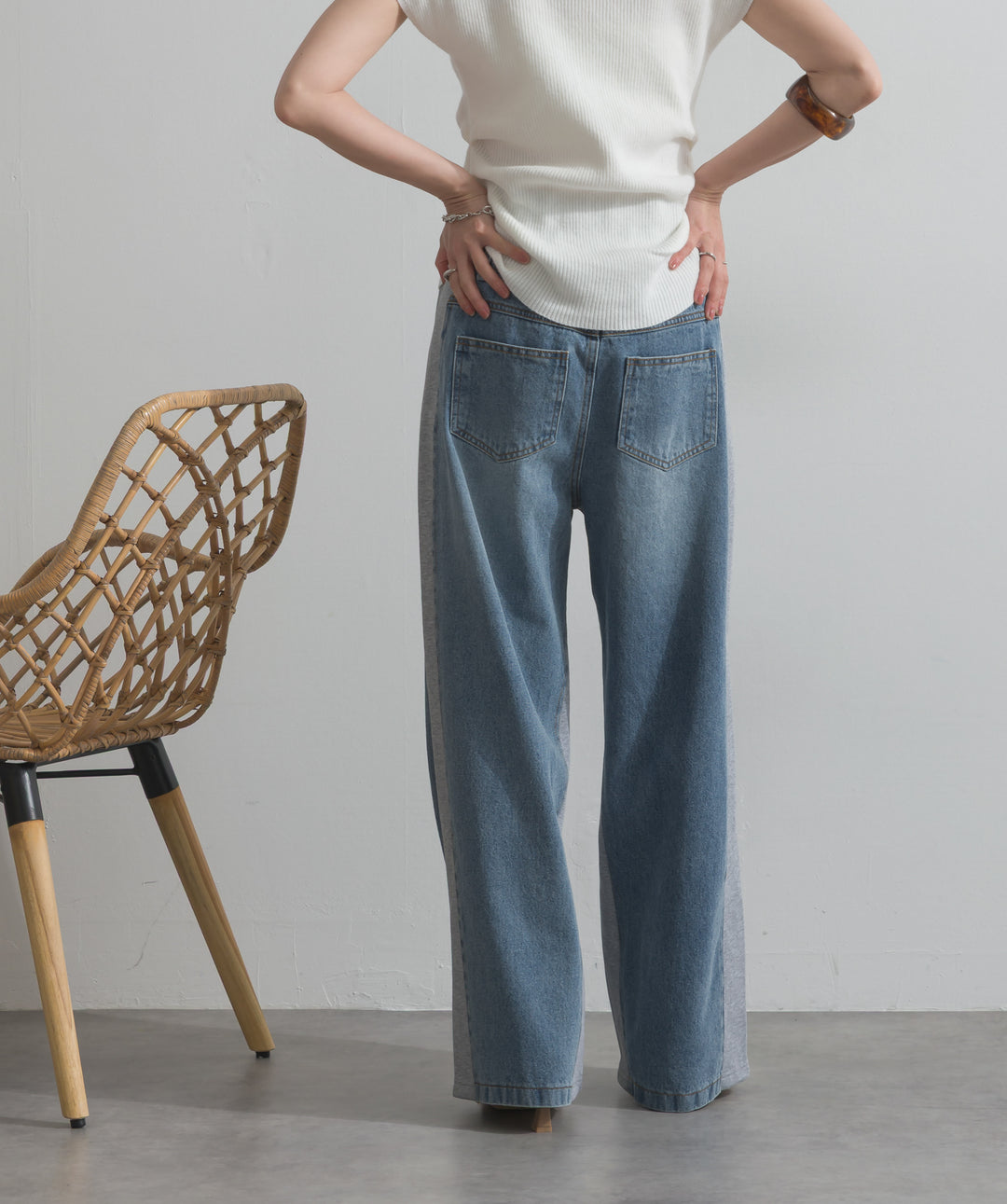 サイドスウェットドッキングデニム