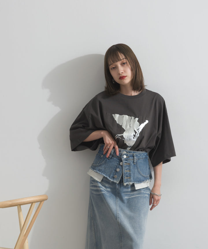 ニュアンス箔プリントTシャツ