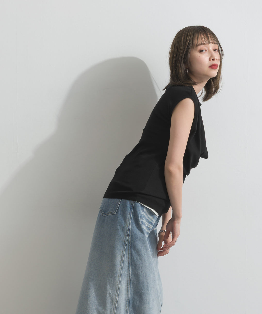 ドレープデザインポロトップス