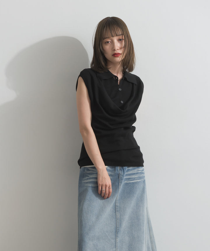 ドレープデザインポロトップス