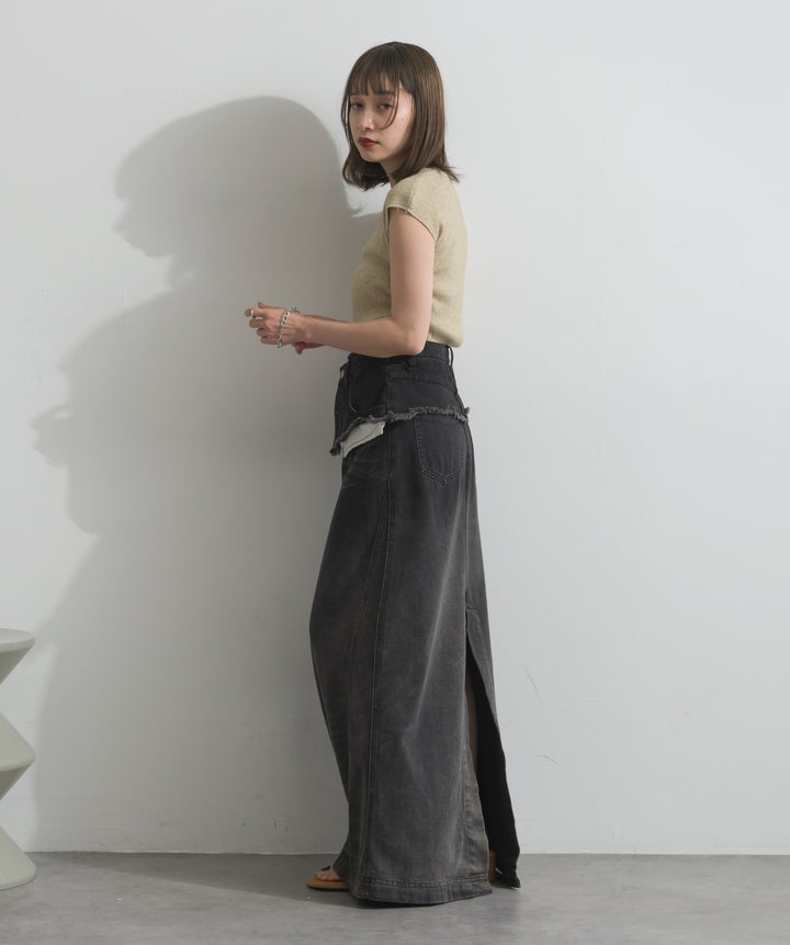 レイヤードデニムロングスカート
