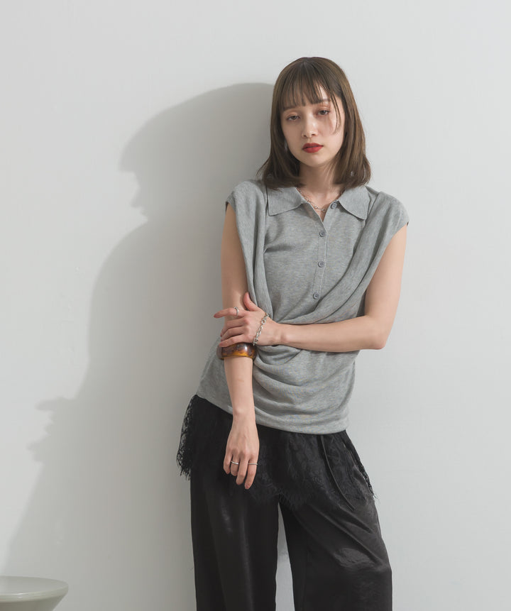 ドレープデザインポロトップス