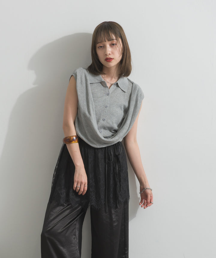 ドレープデザインポロトップス
