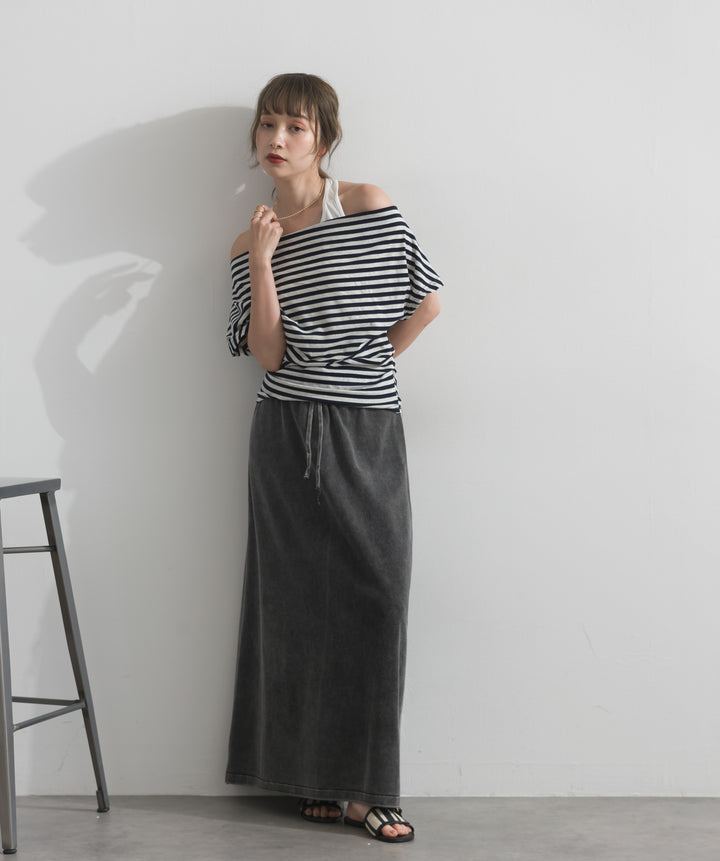 ピグメントスウェットロングスカート