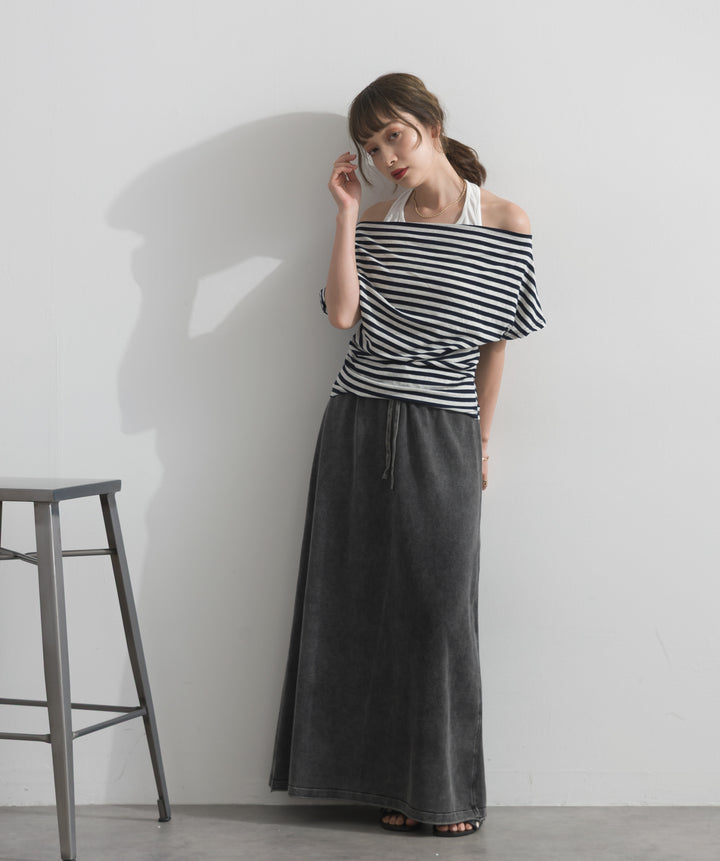 ピグメントスウェットロングスカート