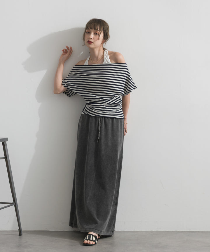 ピグメントスウェットロングスカート