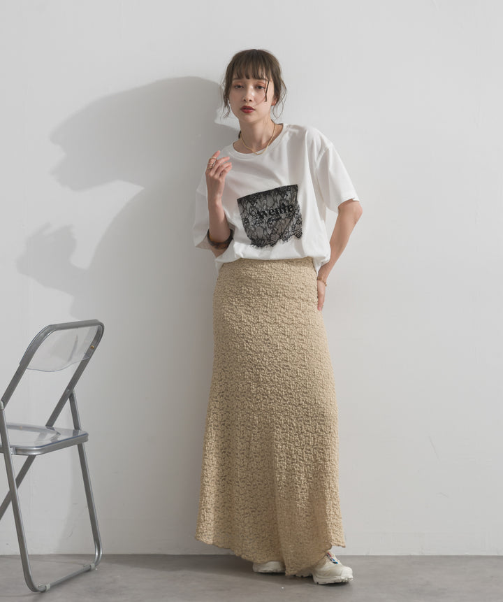 レースロゴ刺繍Tシャツ