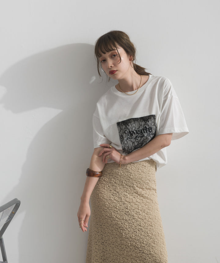 レースロゴ刺繍Tシャツ
