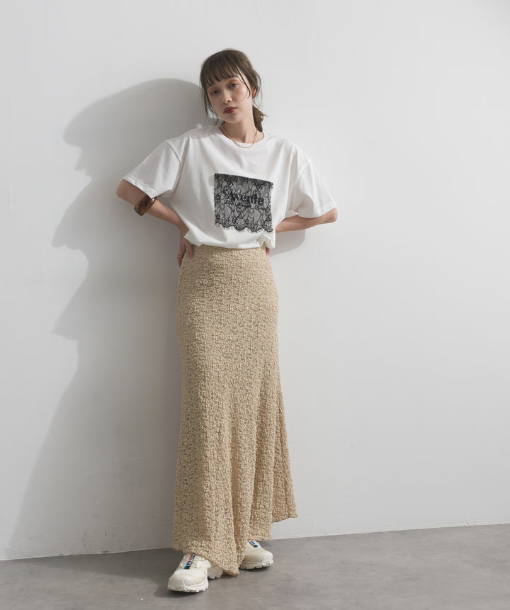 レースロゴ刺繍Tシャツ
