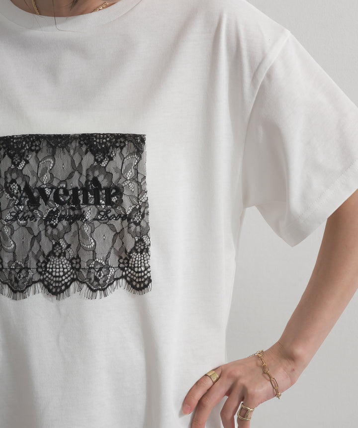 レースロゴ刺繍Tシャツ
