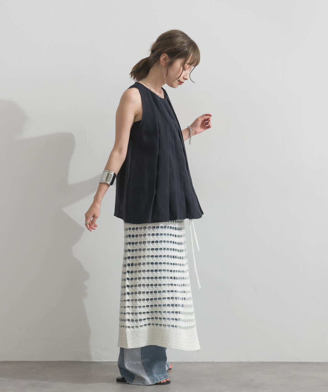 メッシュニットラップスカート