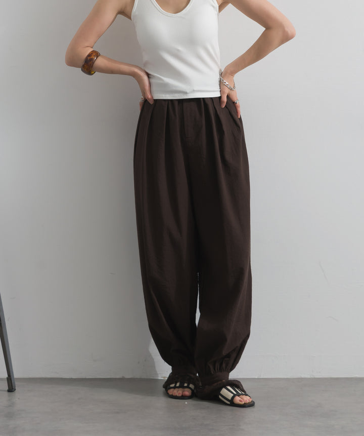【SET】バックフラワーレースリブタンクトップ+レースヘムバルーンパンツ(2set)