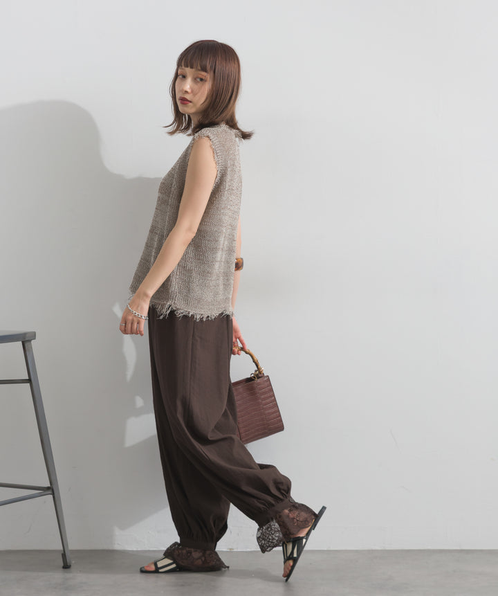 フリンジメッシュニットベスト