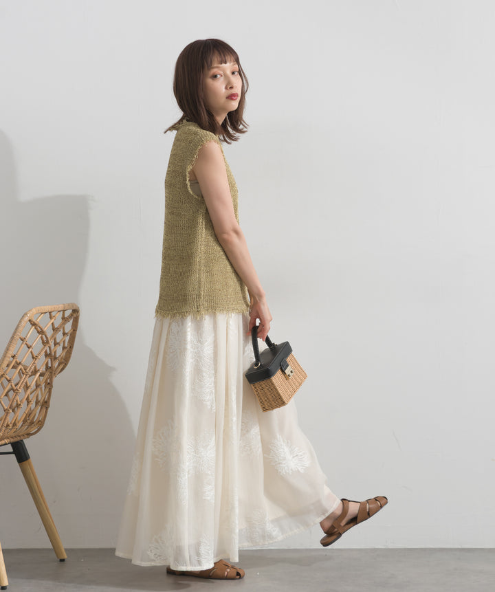 フリンジメッシュニットベスト