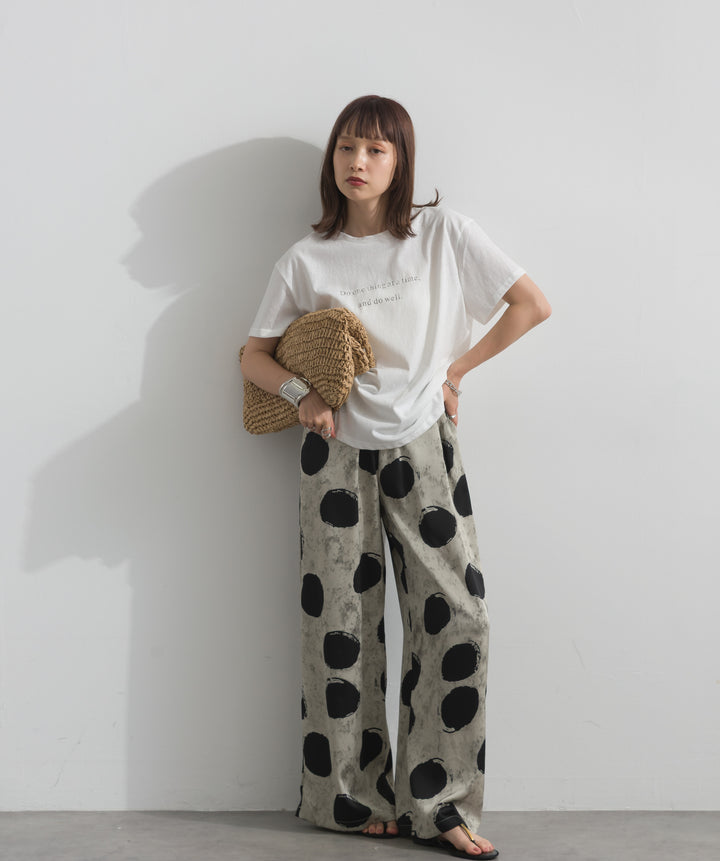 【SET】ロゴクルーネックTシャツ+アートプリントワイドパンツ(2set)