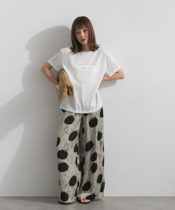 【SET】ロゴクルーネックTシャツ+アートプリントワイドパンツ(2set)