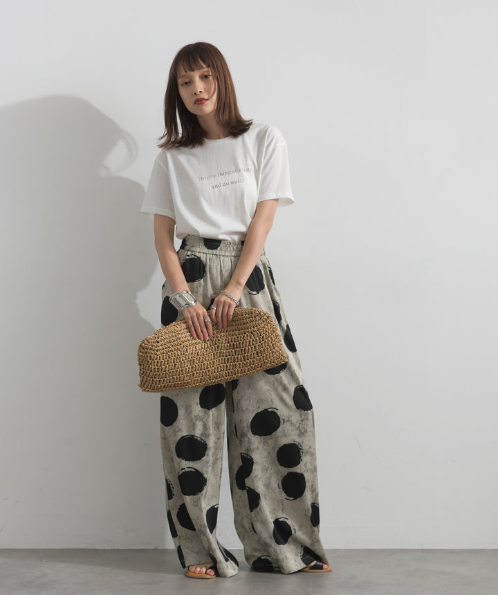 【SET】ロゴクルーネックTシャツ+アートプリントワイドパンツ(2set)