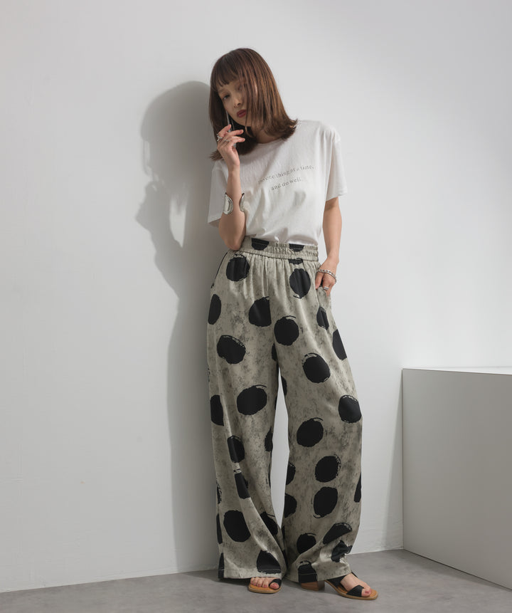 【SET】ロゴクルーネックTシャツ+アートプリントワイドパンツ(2set)