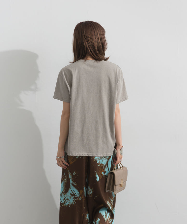 【SET】ロゴクルーネックTシャツ+ニュアンスアートワイドパンツ(2set)