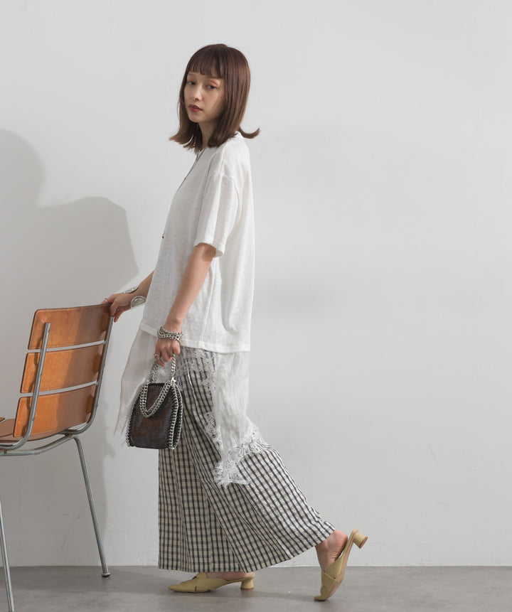 レースヘムレイヤードカットソー