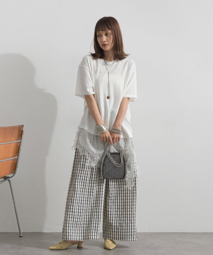 レースヘムレイヤードカットソー