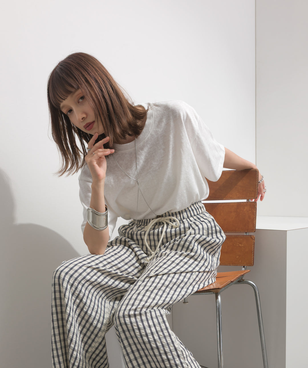 レースヘムレイヤードカットソー