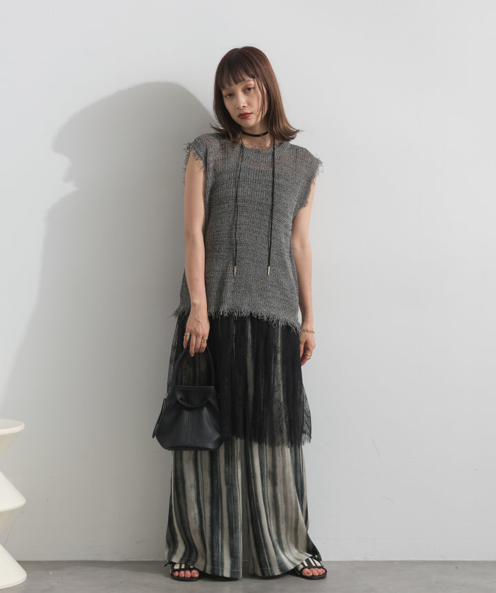 フリンジメッシュニットベスト