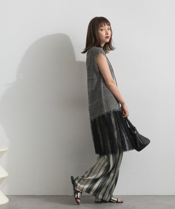 フリンジメッシュニットベスト